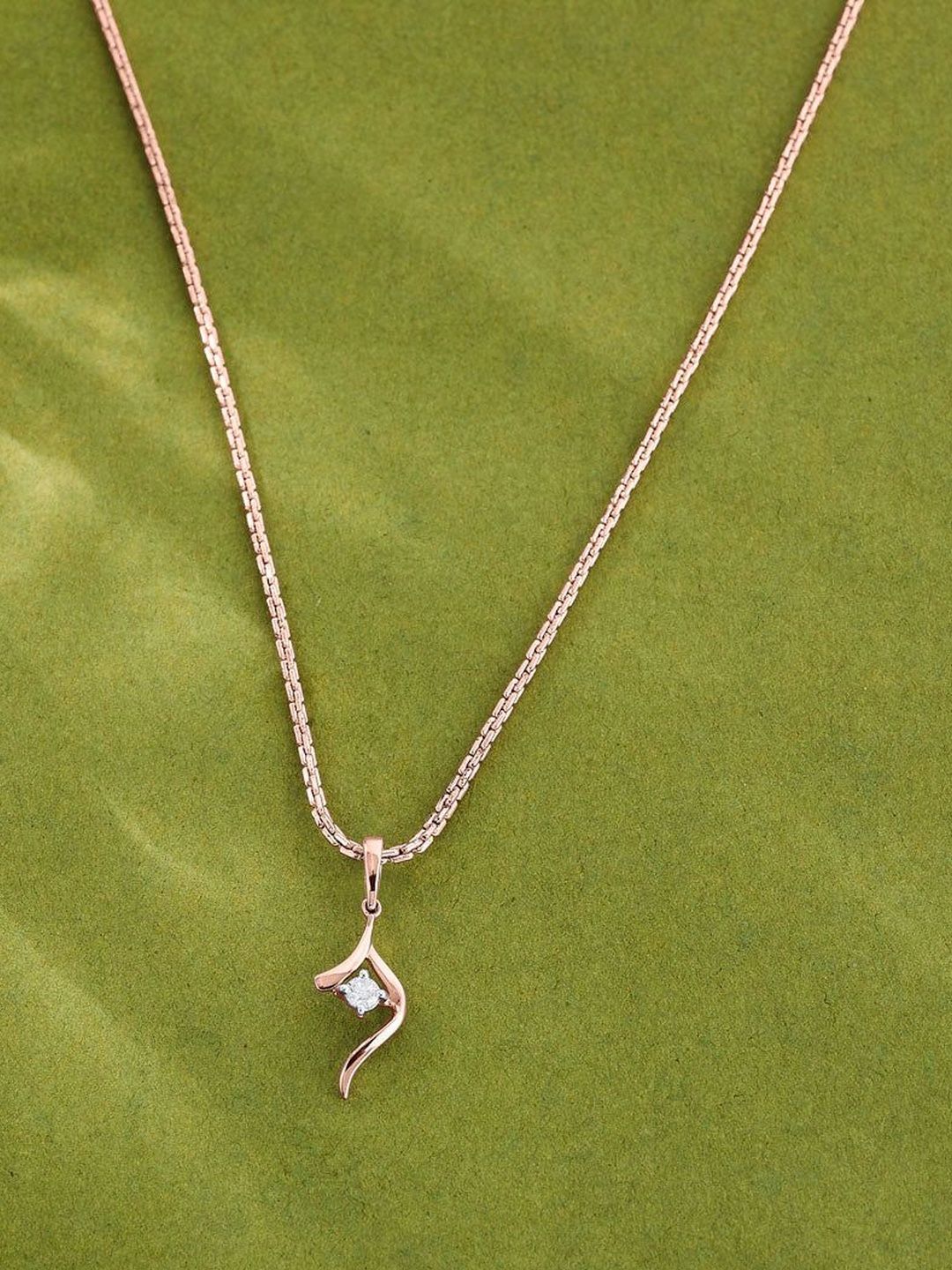 P N GADGIL JEWELLERS 14 Kt Rose Gold 0.07 Carat Diamond Modern Shankha Pendant -0.875 g-image-47