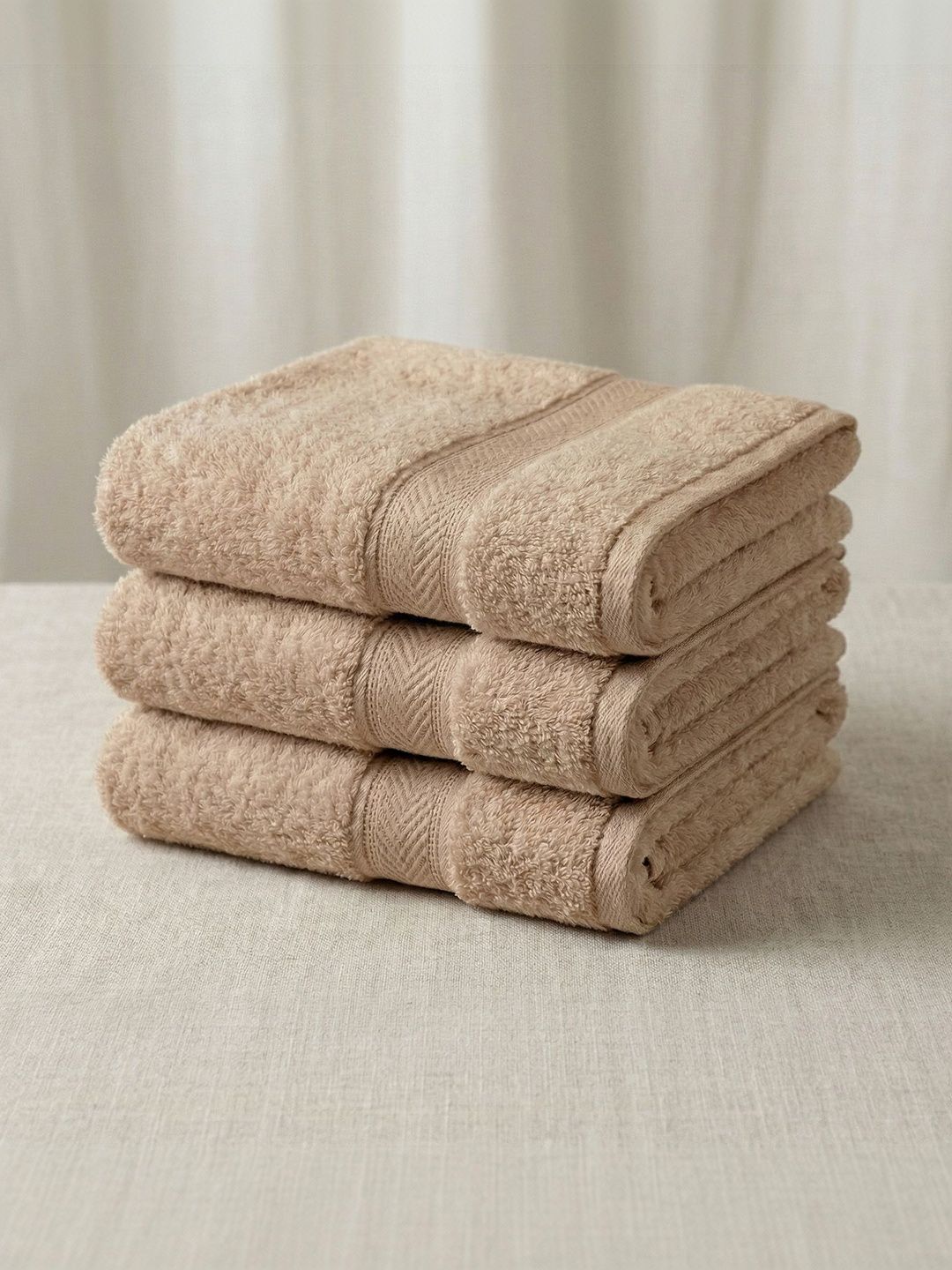 Huestia Set Of 3 Cream-Colored 550 GSM Face Towels-image-14