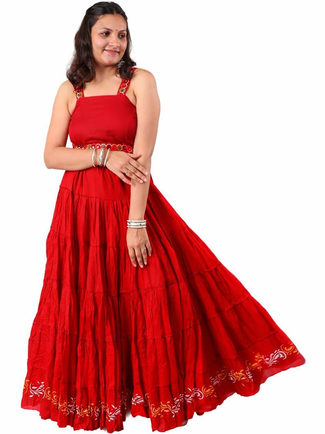Fabrika16 Women Pure Cotton Self Design Maxi Flared Skirt-picture-24