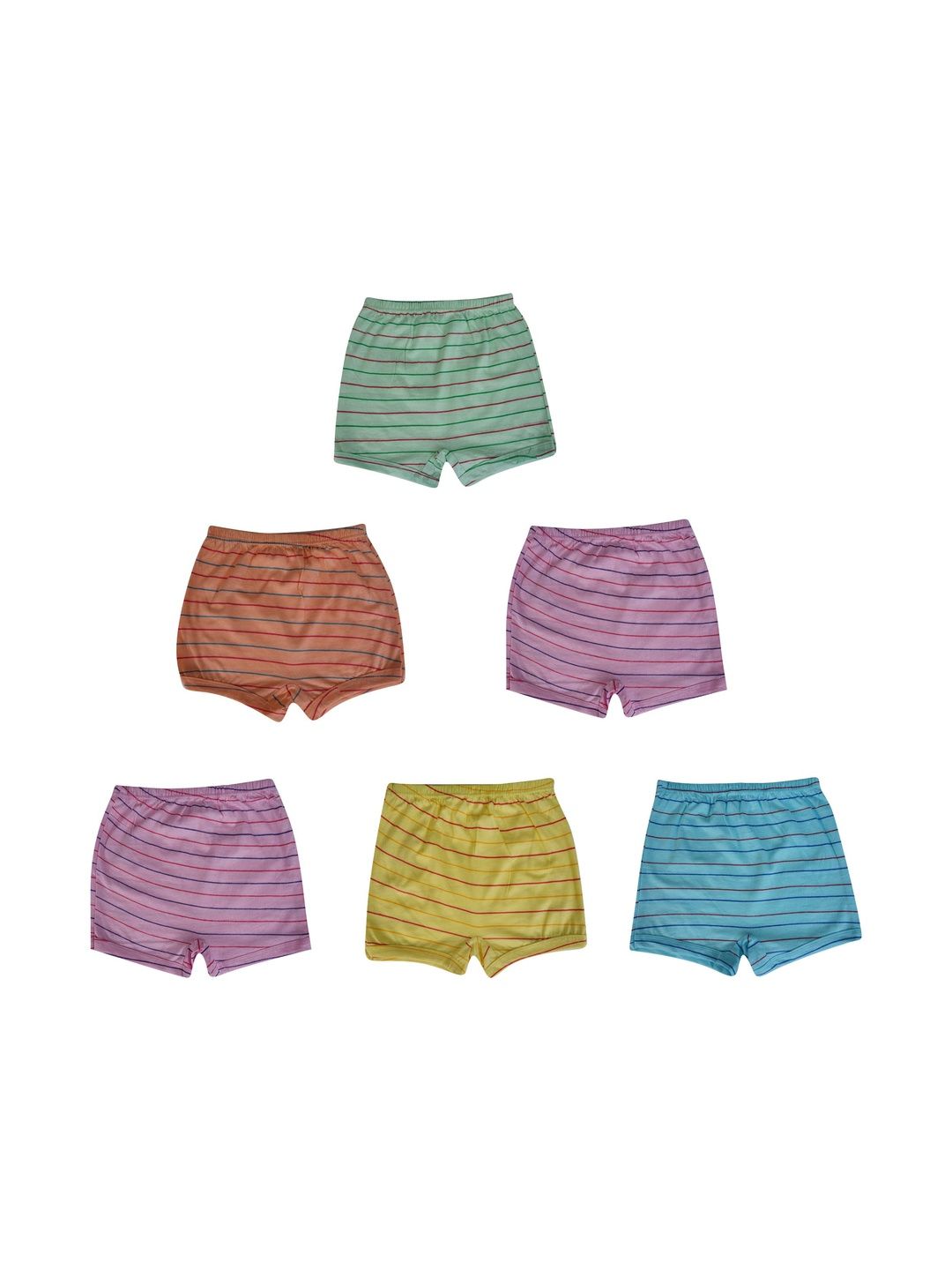 VIRUKSHAM Girls Pack of 6 Striped Assorted Cotton Basic Briefs-picture-11