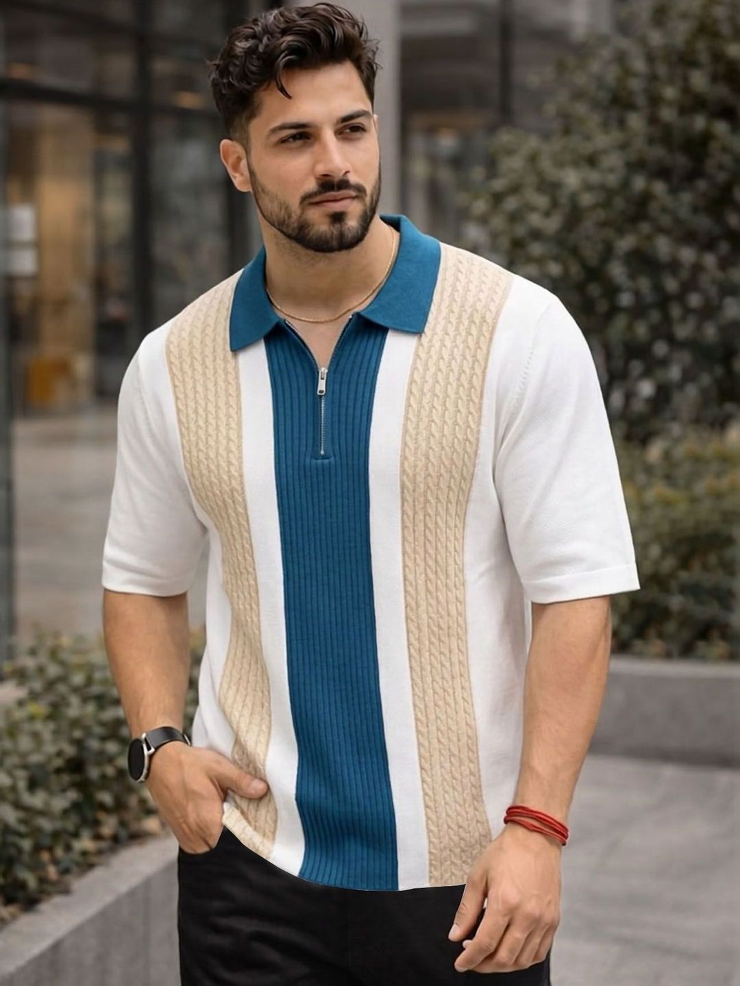 THE BEETEL HOUSE Men Colourblocked Polo Collar T-shirt-picture-19