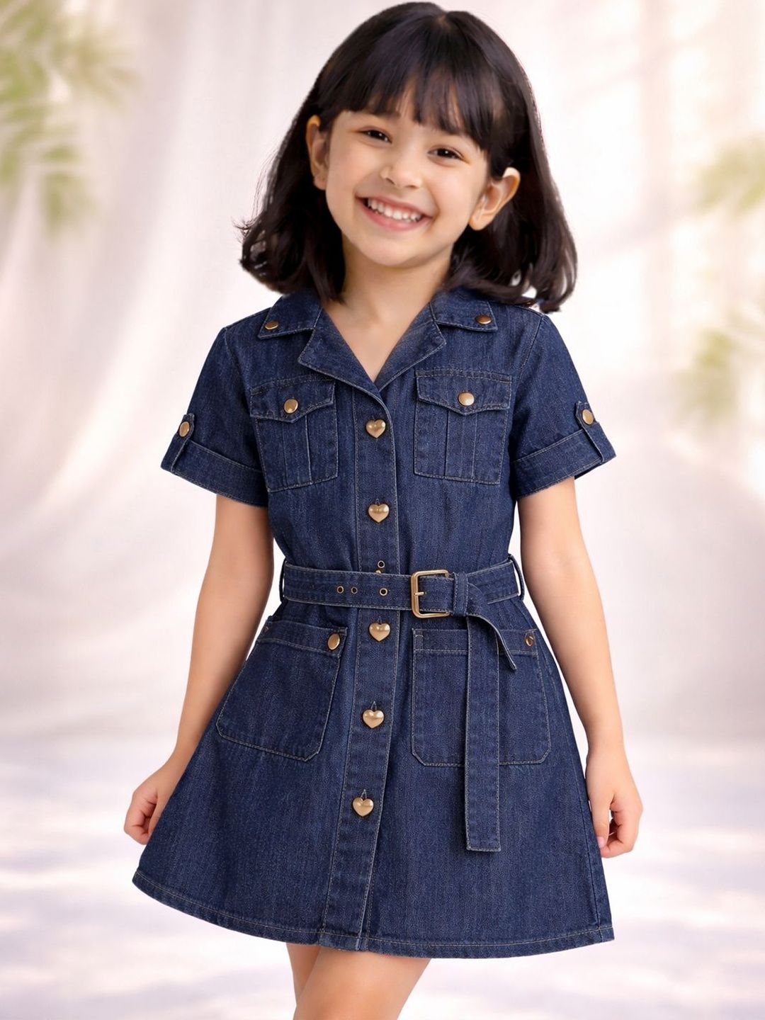 Purple United Kids Denim Shirt Dress-picture-10