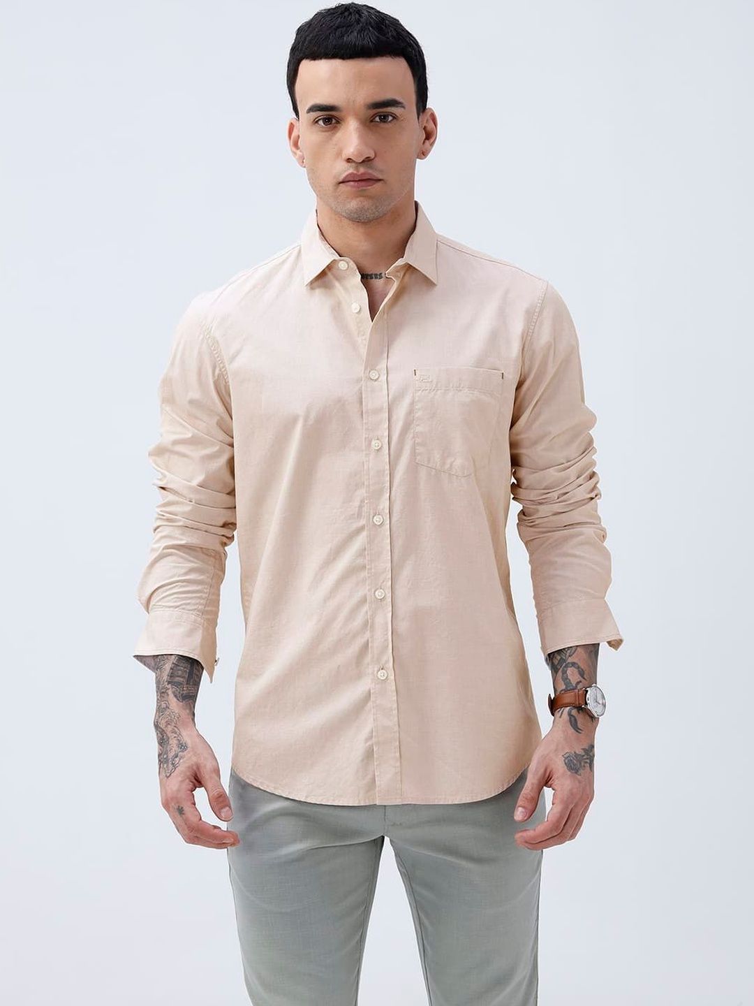 Basics Men Smart Slim Fit Casual Shirt-picture-43