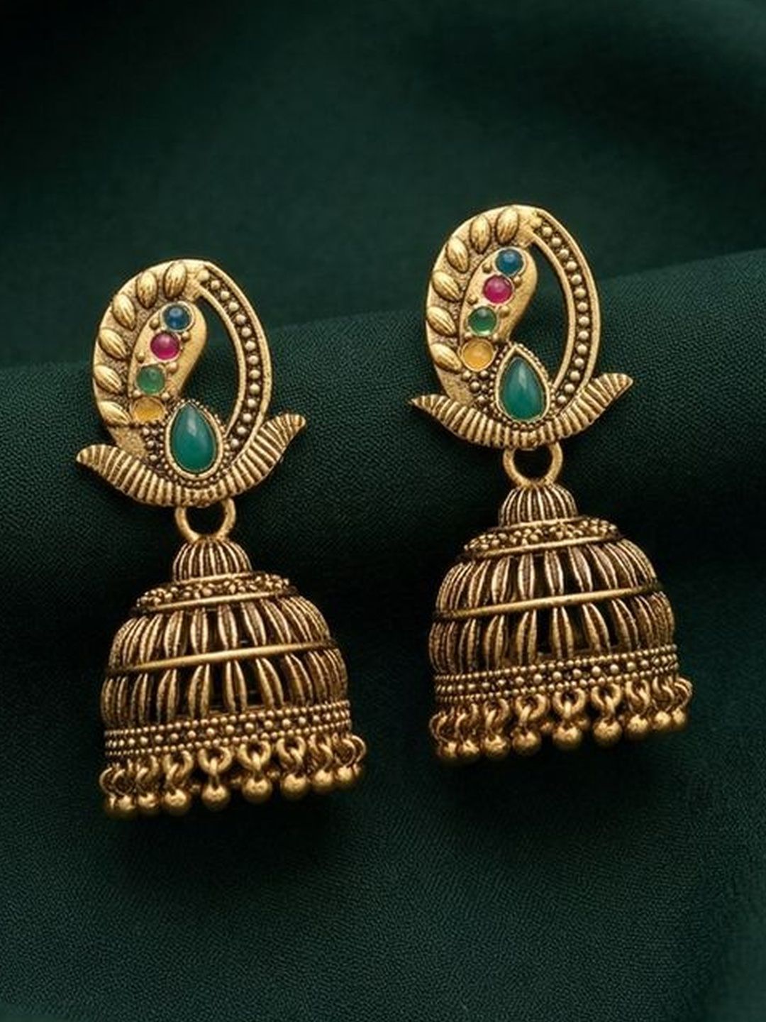 DURATI Peacock Shaped Jhumkas Earrings-picture-16