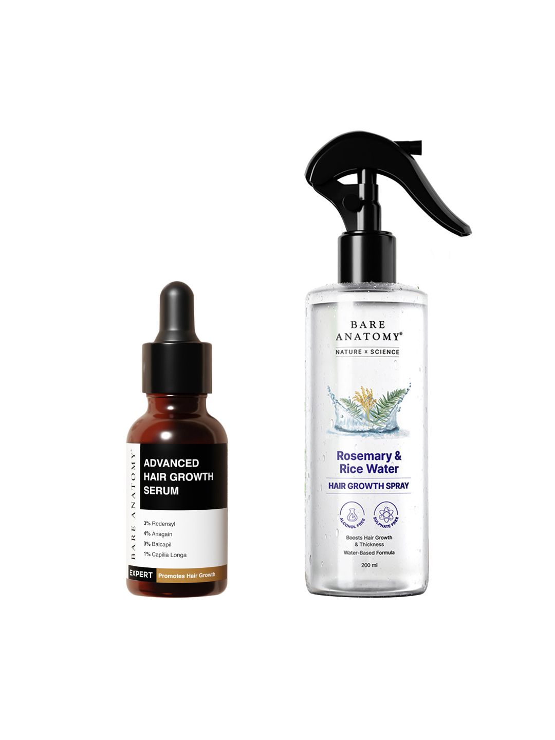 Bare Anatomy Rosemary Water Spray - 200 ml & Hair Fall Serum - 30ml Hair Care Combo-picture-40