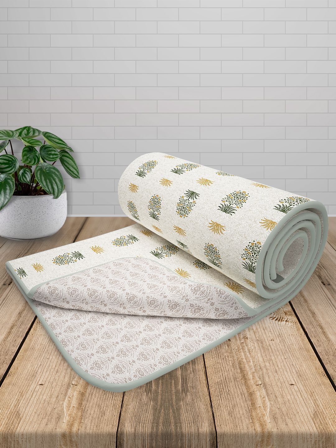Story@home Green & White Ethnic Motifs AC Room 150 GSM Dohar-image-21