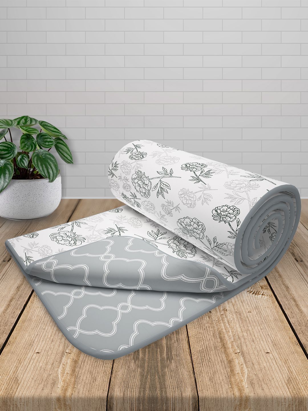 Story@home White & Grey Floral AC Room 150 GSM Dohar-image-15