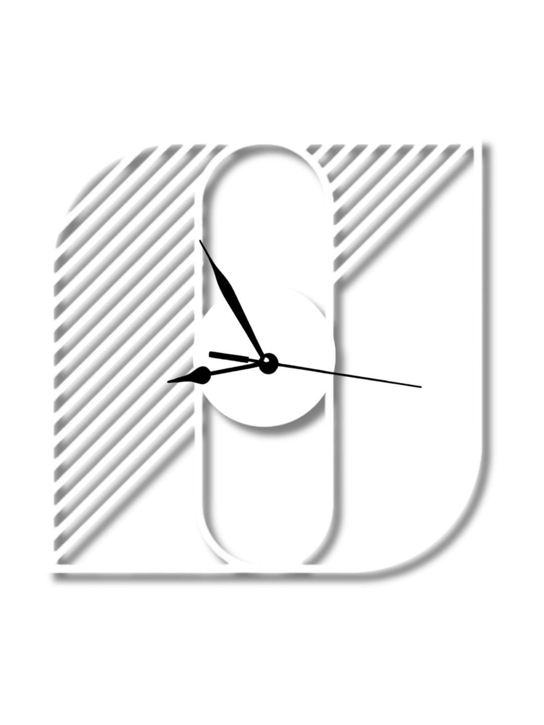 VENTUOS White & White Textured Abstract Shaped Wall Clock-image-34