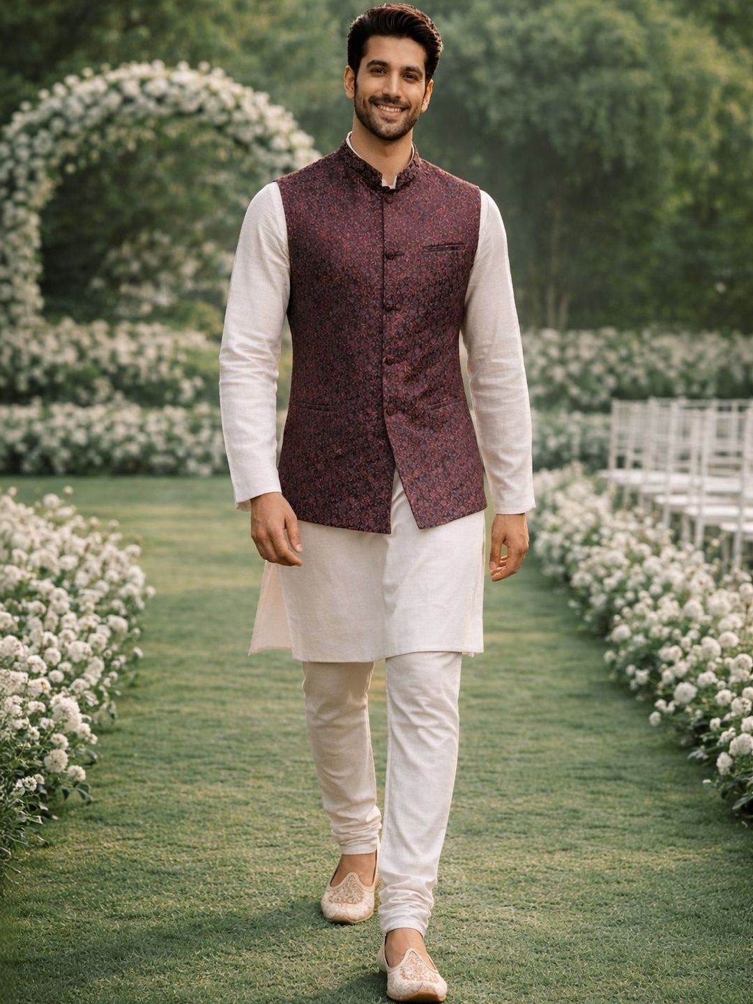 House of Pataudi Woven Design Nehru Jackets-picture-28