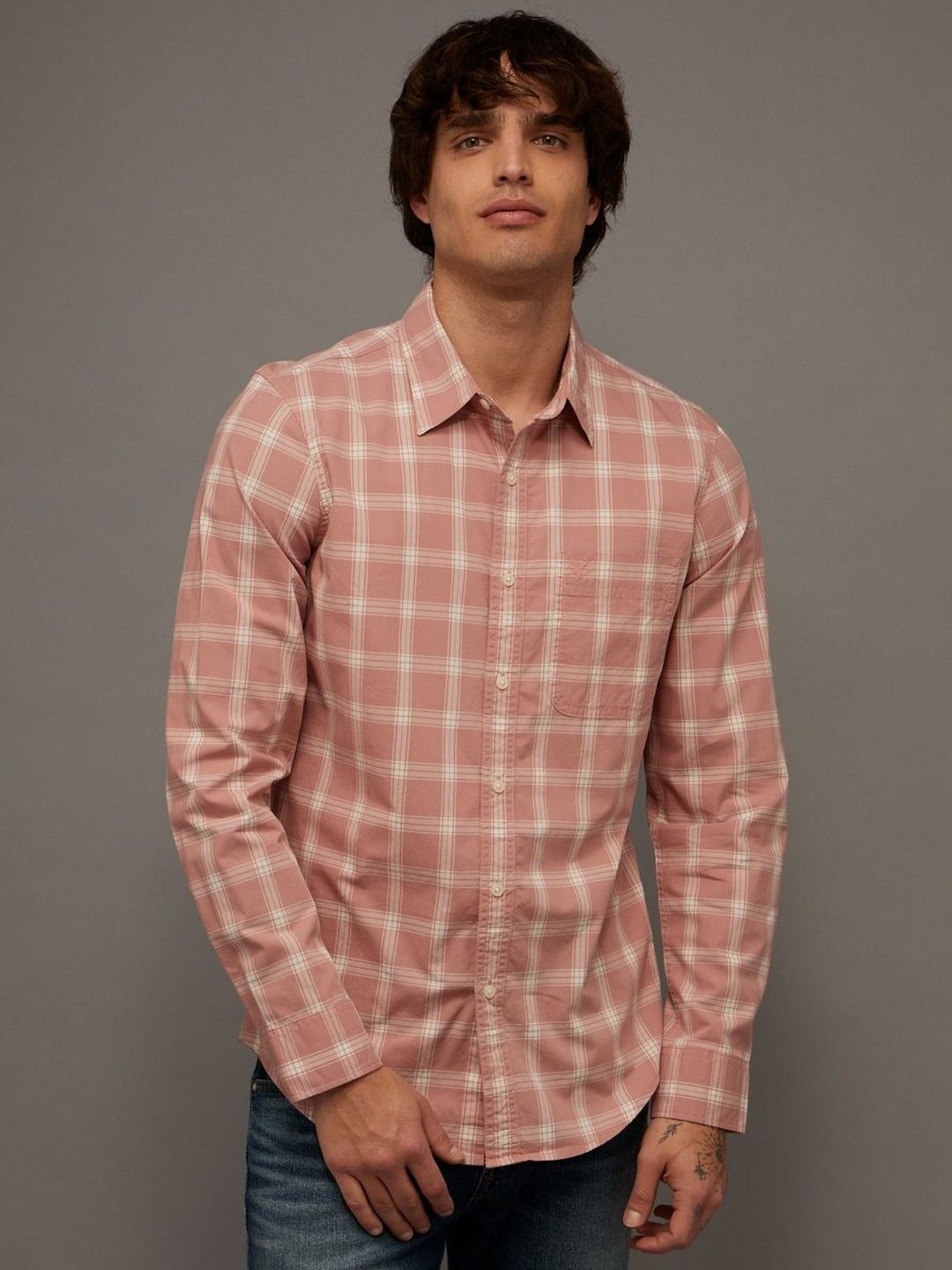 AMERICAN EAGLE OUTFITTERS Men Slim Fit Tartan Checks Checked Casual Shirt-picture-54