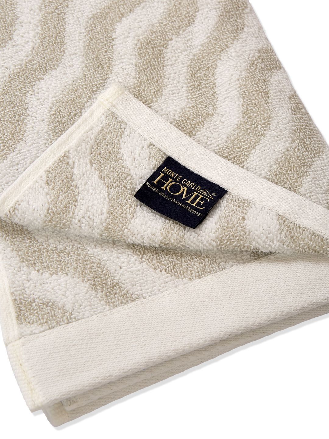 Monte Carlo 2-Pcs Beige & White Textured Pure Cotton 500 GSM Hand Towels-picture-35