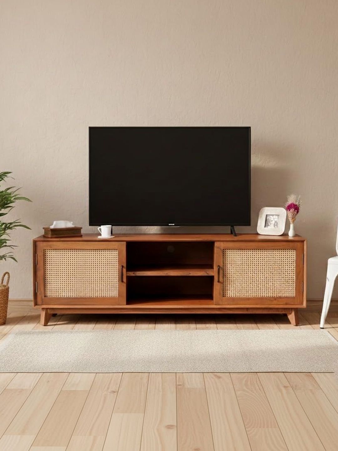 Little Extra Brown Sheesham Wood Pre-Assembled TV Entertainment Unit-picture-49