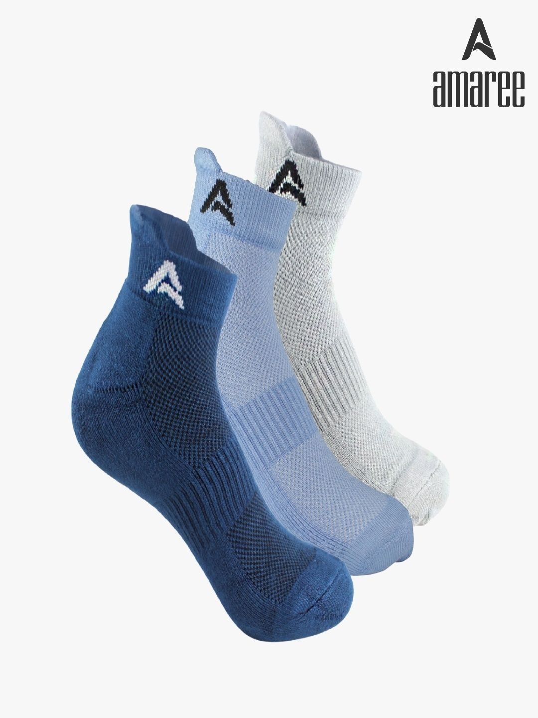 AMAREE Unisex Pack of 3 Assorted Patterned Ankle Length Socks-image-35