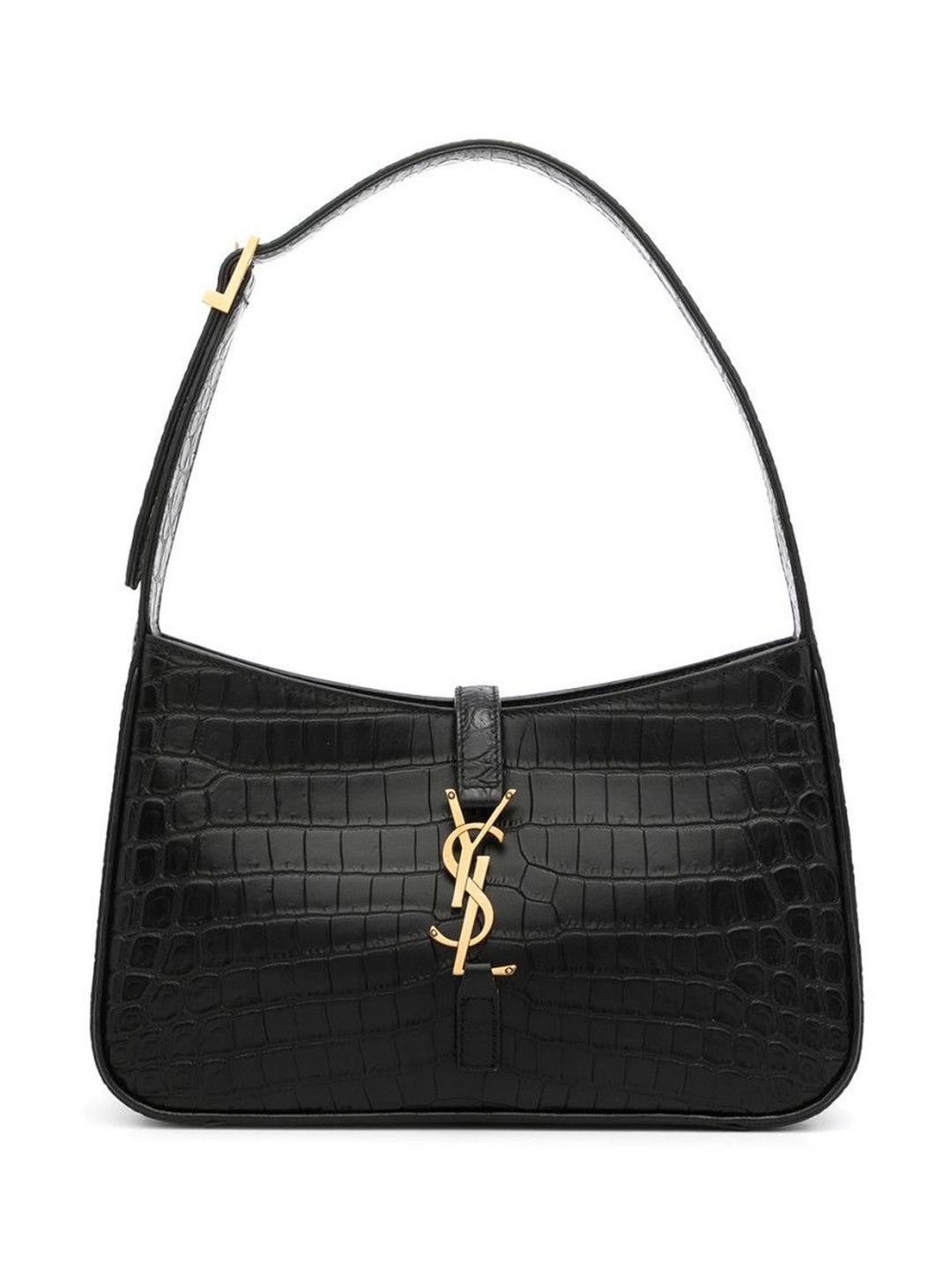 saint laurent Black Le 5 7 Crocodile Embossed Leather Hobo Bag-picture-30