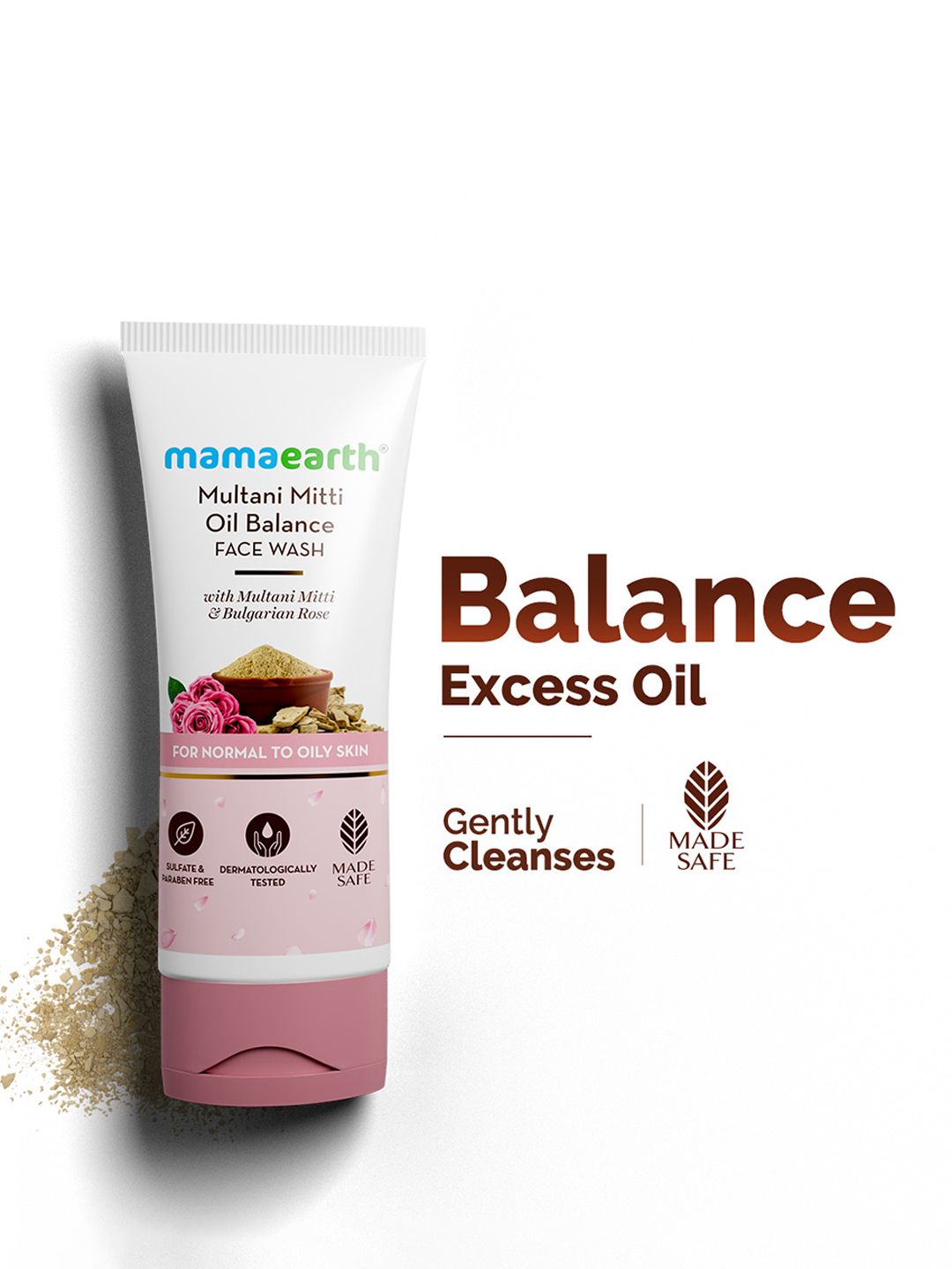 Mamaearth Multani Mitti Face Wash with Bulgarian Rose For Oil Control & Acne - 100 ml