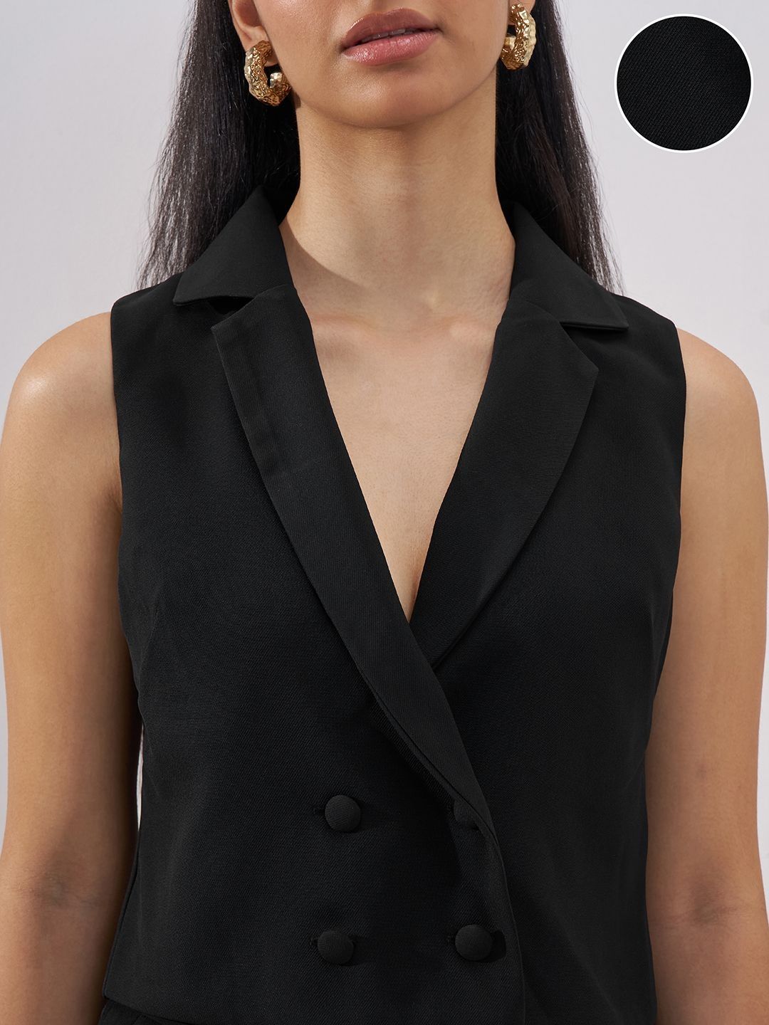 Tokyo Talkies V-Neck Woven Casual Waistcoat-picture-19