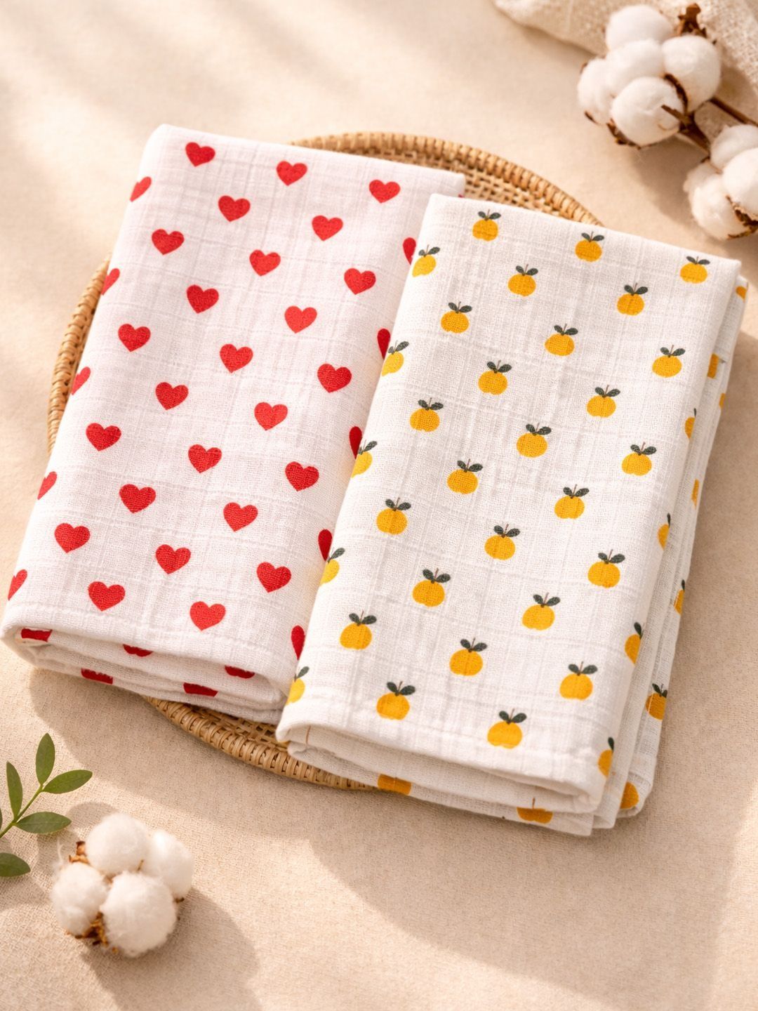 Nauti Nati Infant Girls Set Of 2 Printed Muslin Pure Cotton Swaddles-picture-39