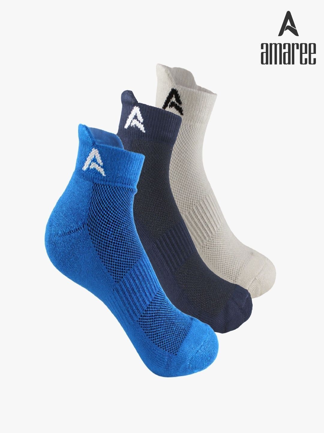 AMAREE Unisex Pack of 3 Assorted Patterned Ankle Length Socks-image-34