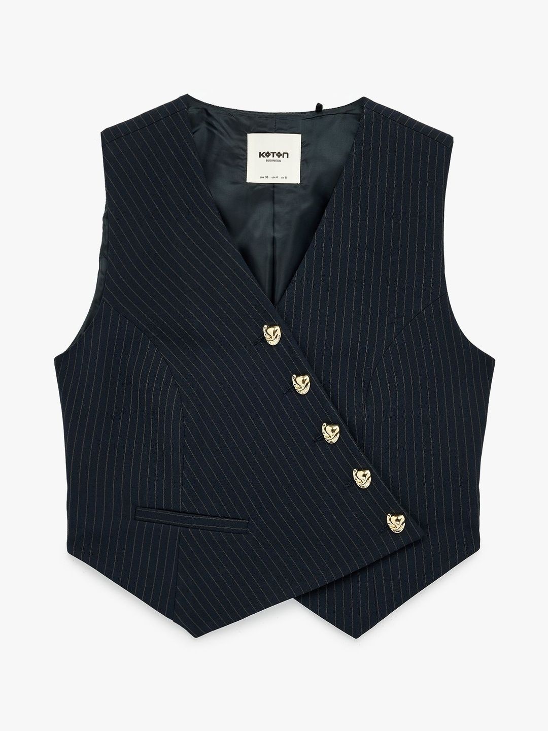Koton Striped V-Neck Woven Waistcoat-picture-4