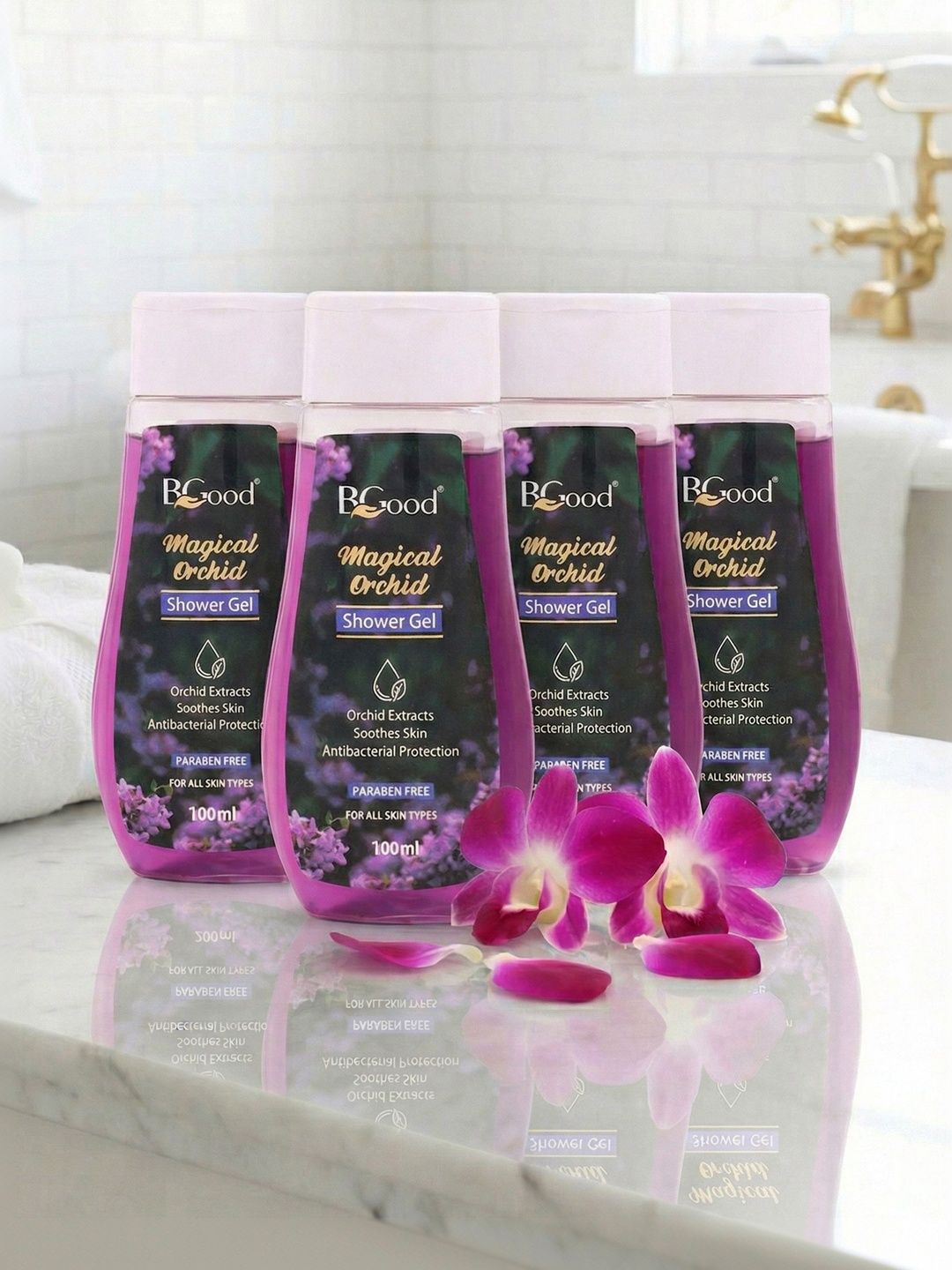 Bgood Set Of 4 Magical Orchid Shower Gel With Aloe Vera - 100 ml Each-image-5