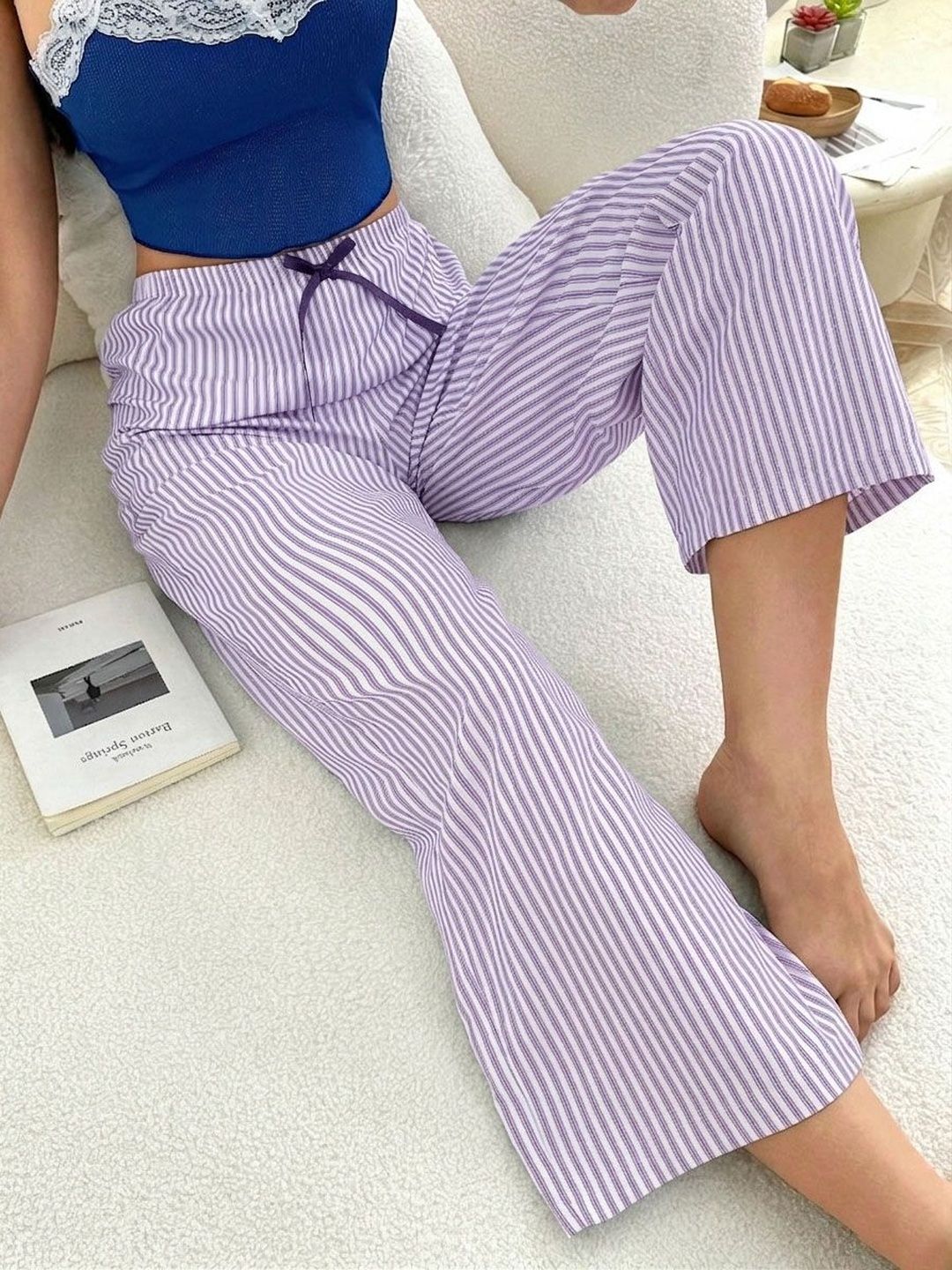 Oomph! Women Striped Relaxed Fit Lounge Pants-picture-22