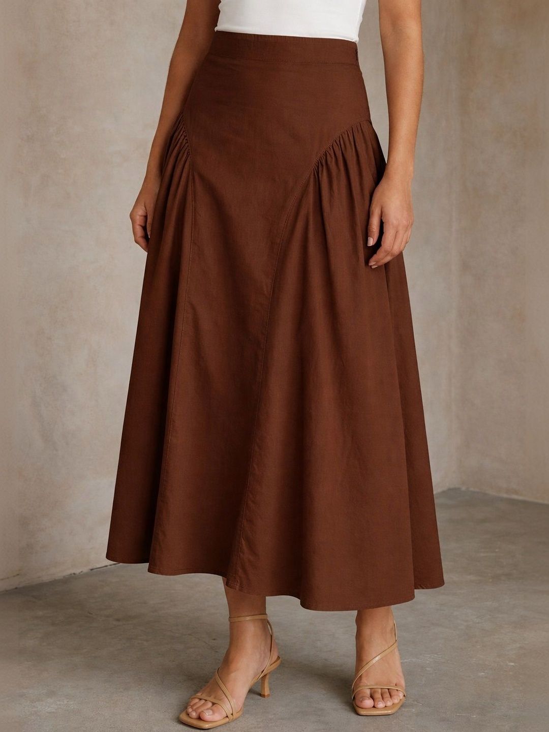 Moomaya Women Cotton Midi A-Line Skirt-picture-11