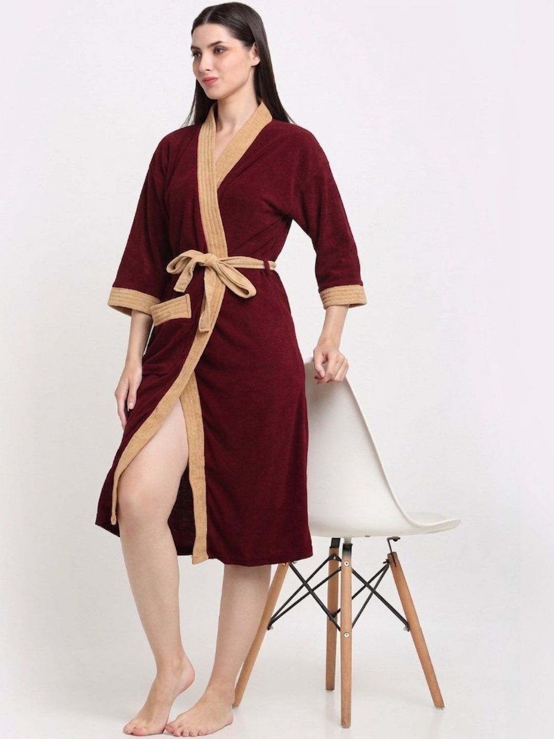 Creeva Knee Length Bath Robe Wraps-picture-45