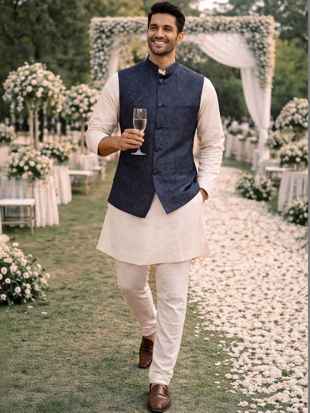 House of Pataudi Woven Design Nehru Jackets-picture-31