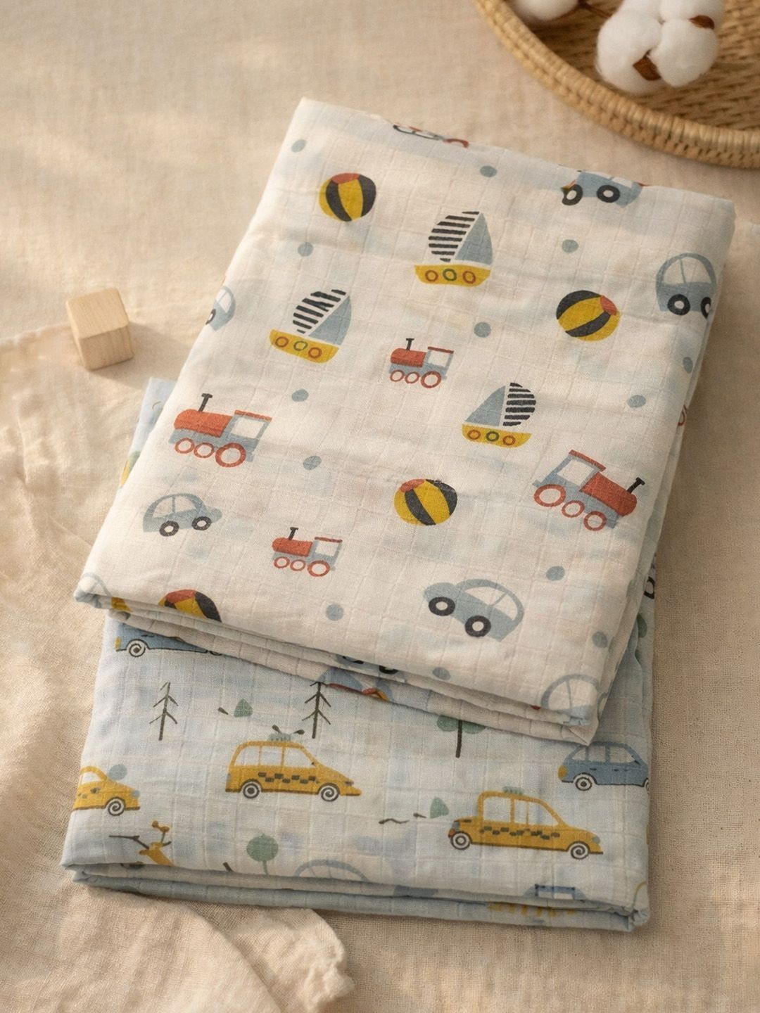 Nauti Nati Infant Girls Set Of 2 Printed Muslin Pure Cotton Swaddles-picture-12