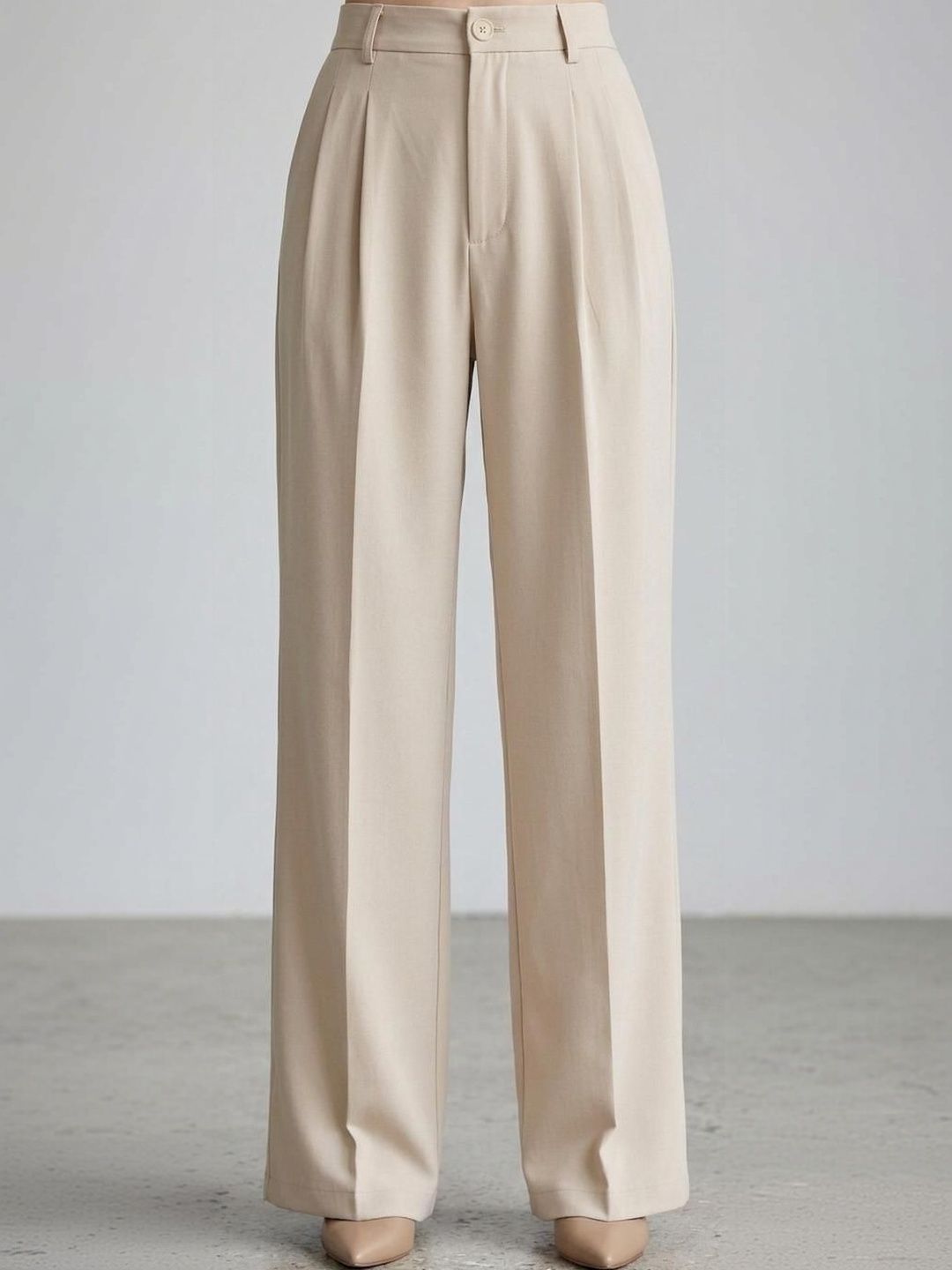 HIGH BUY Women Tailored Loose Fit High-Rise Easy Wash Pleated Trousers-picture-11