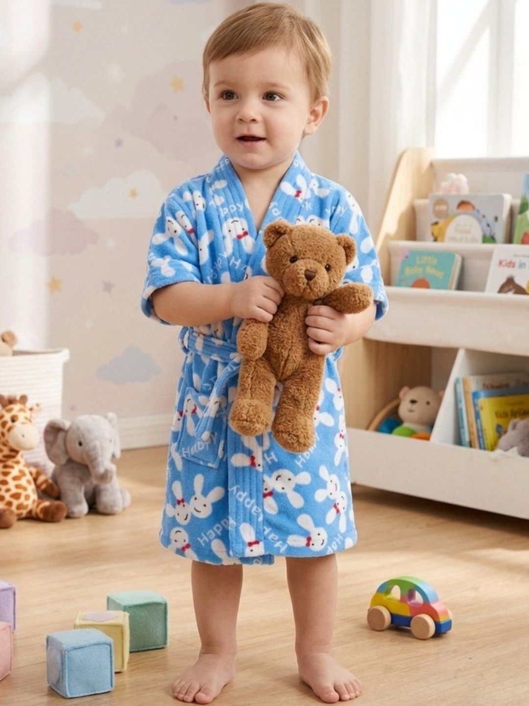 Creeva Printed Cotton Knee Length Bath Robe and Wraps-image-32