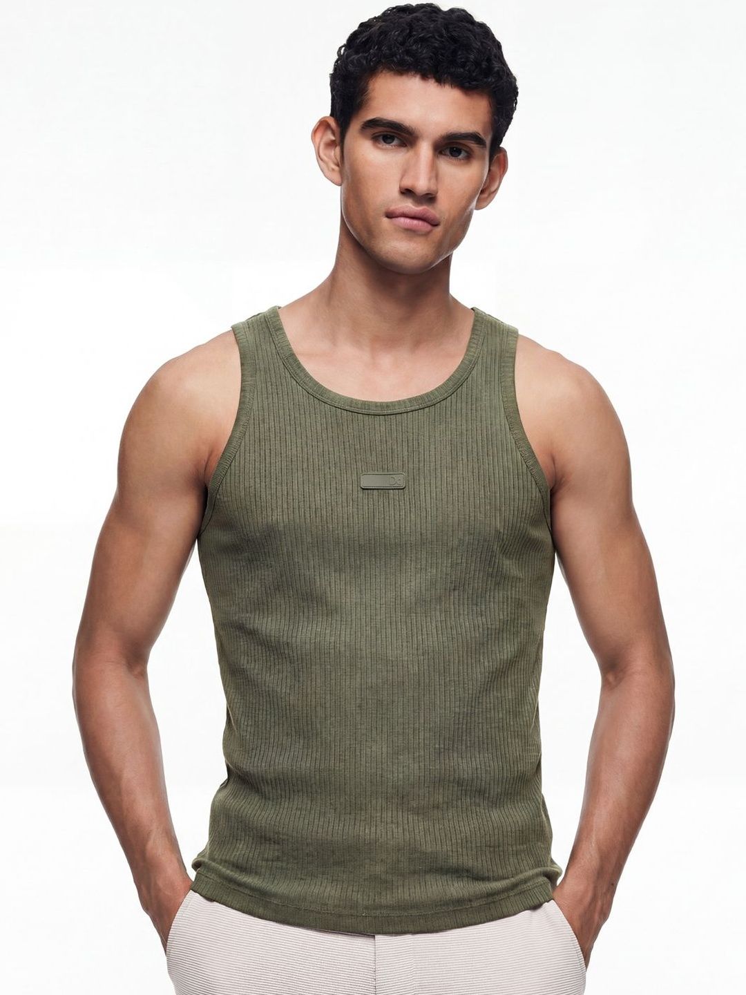 DAMENSCH Men Cotton-rich Ribbed Textured Solid Tank Top-picture-26