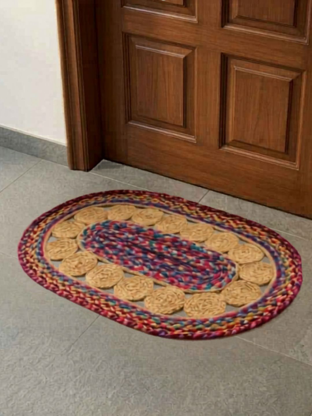 Atrangi Studio Brown & Red Jute Floor Mat-picture-24