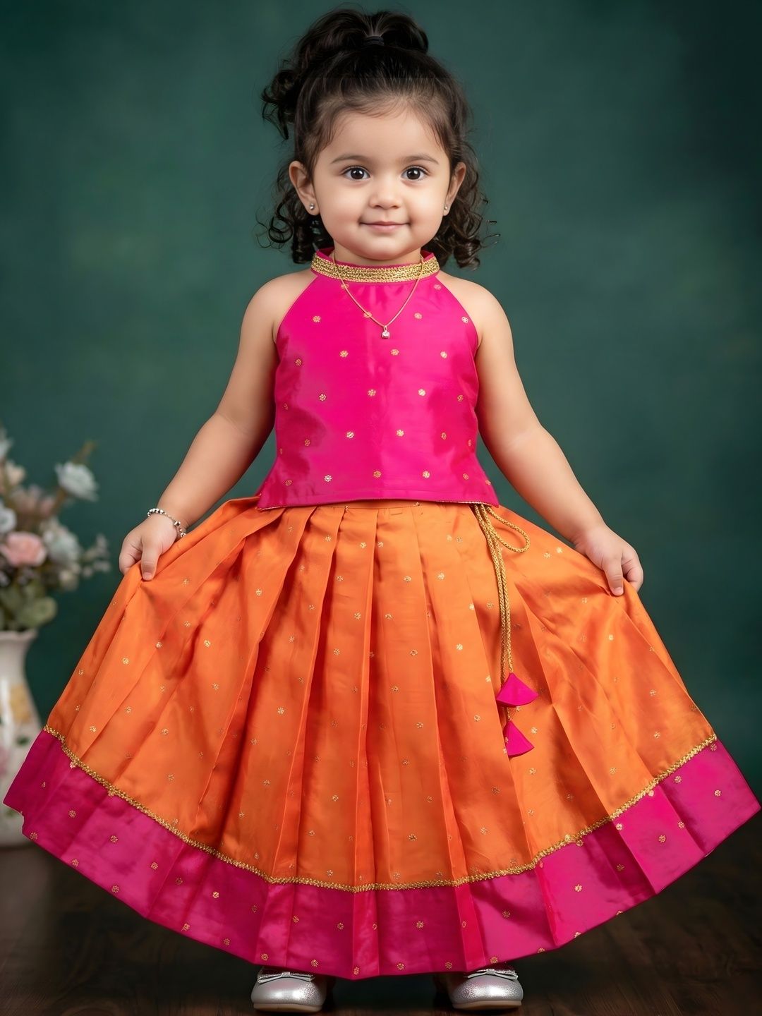 STANWELLS Kids Baby Girls Silk Designer Lehanga Choli-picture-21