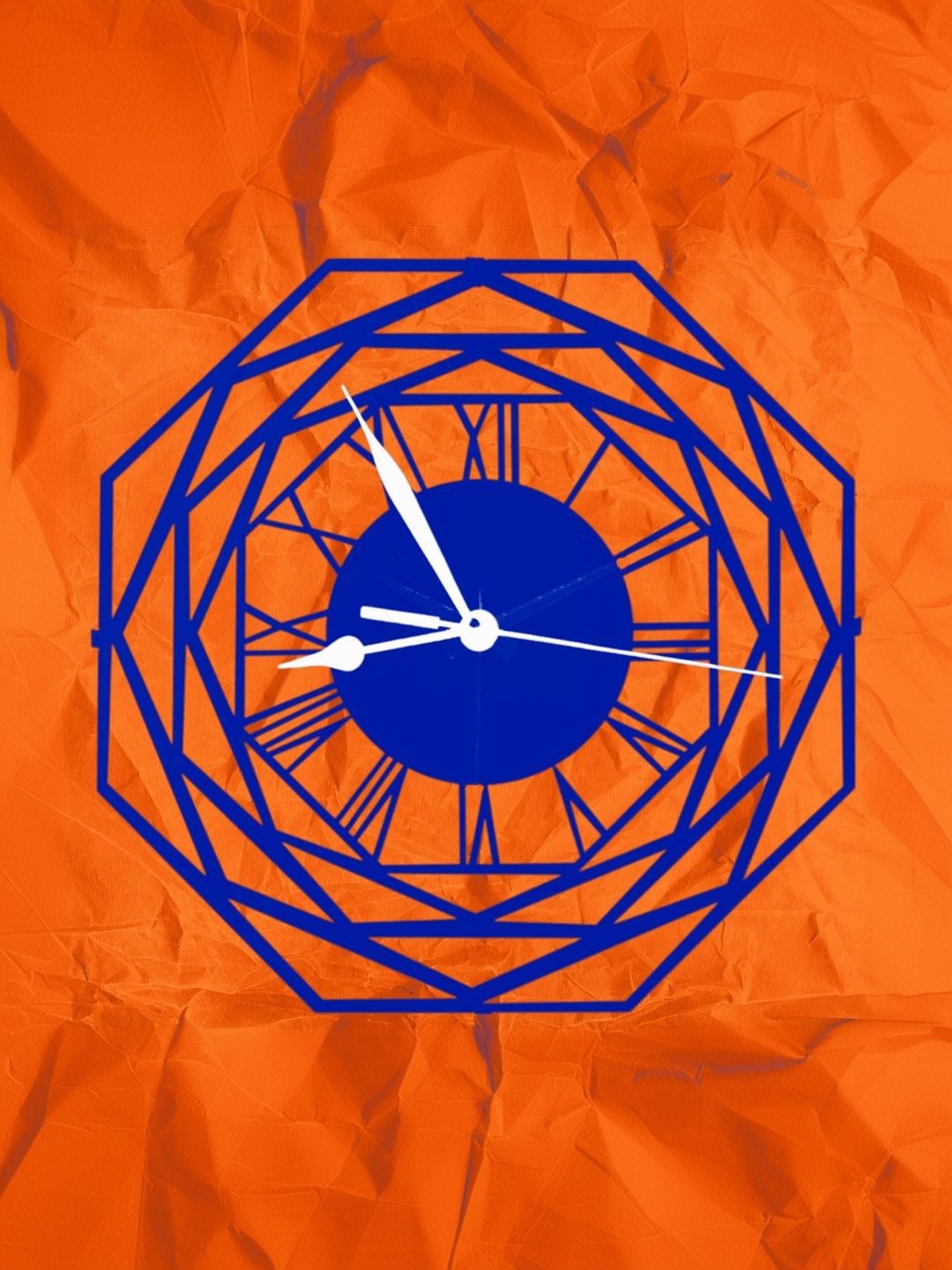 VENTUOS Blue & Blue Geometric Contemporary Wall Clock-image-40