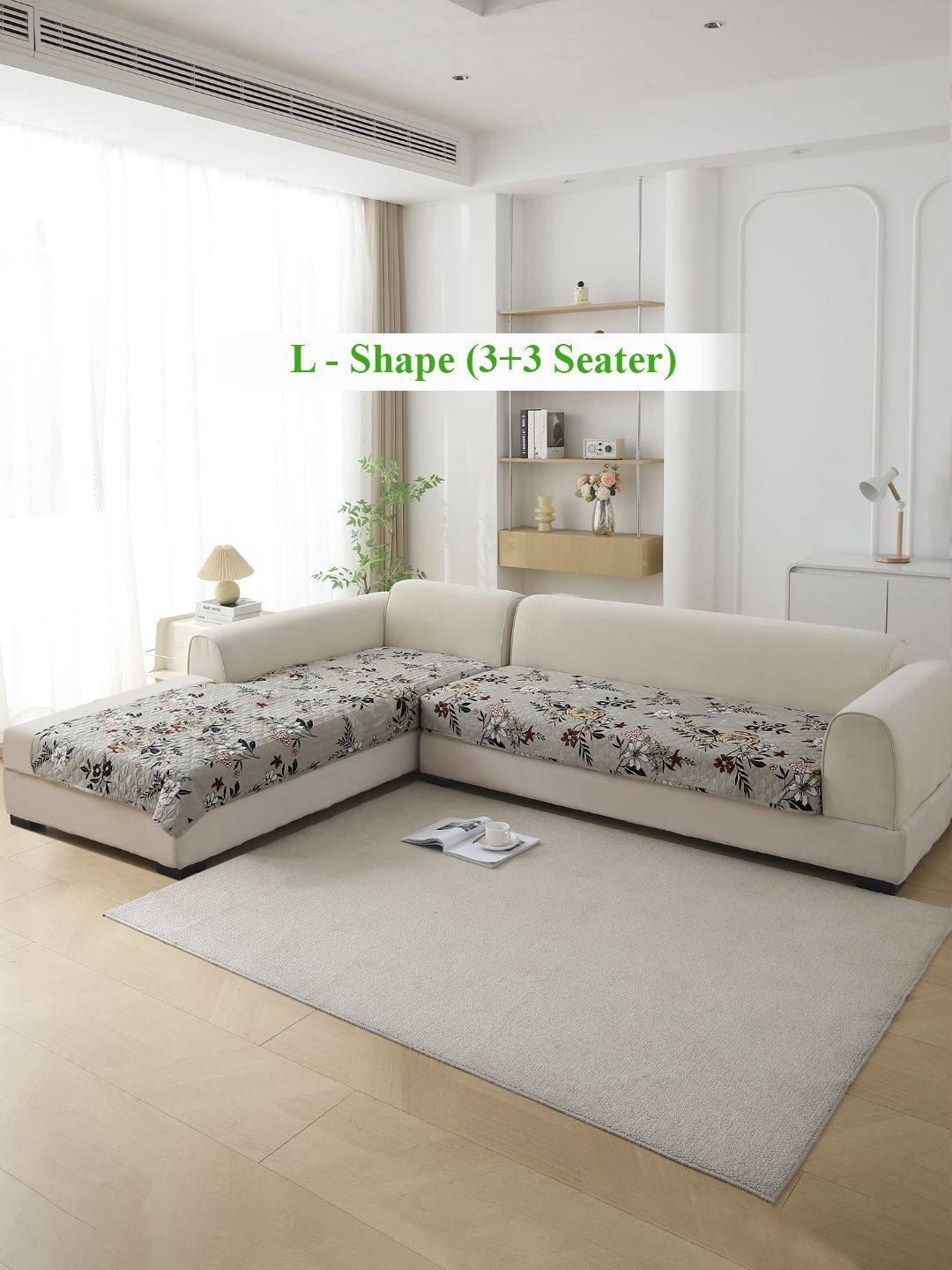 HOKIPO Grey Printed 2 Piece Sofa Cover Without Arms-picture-14