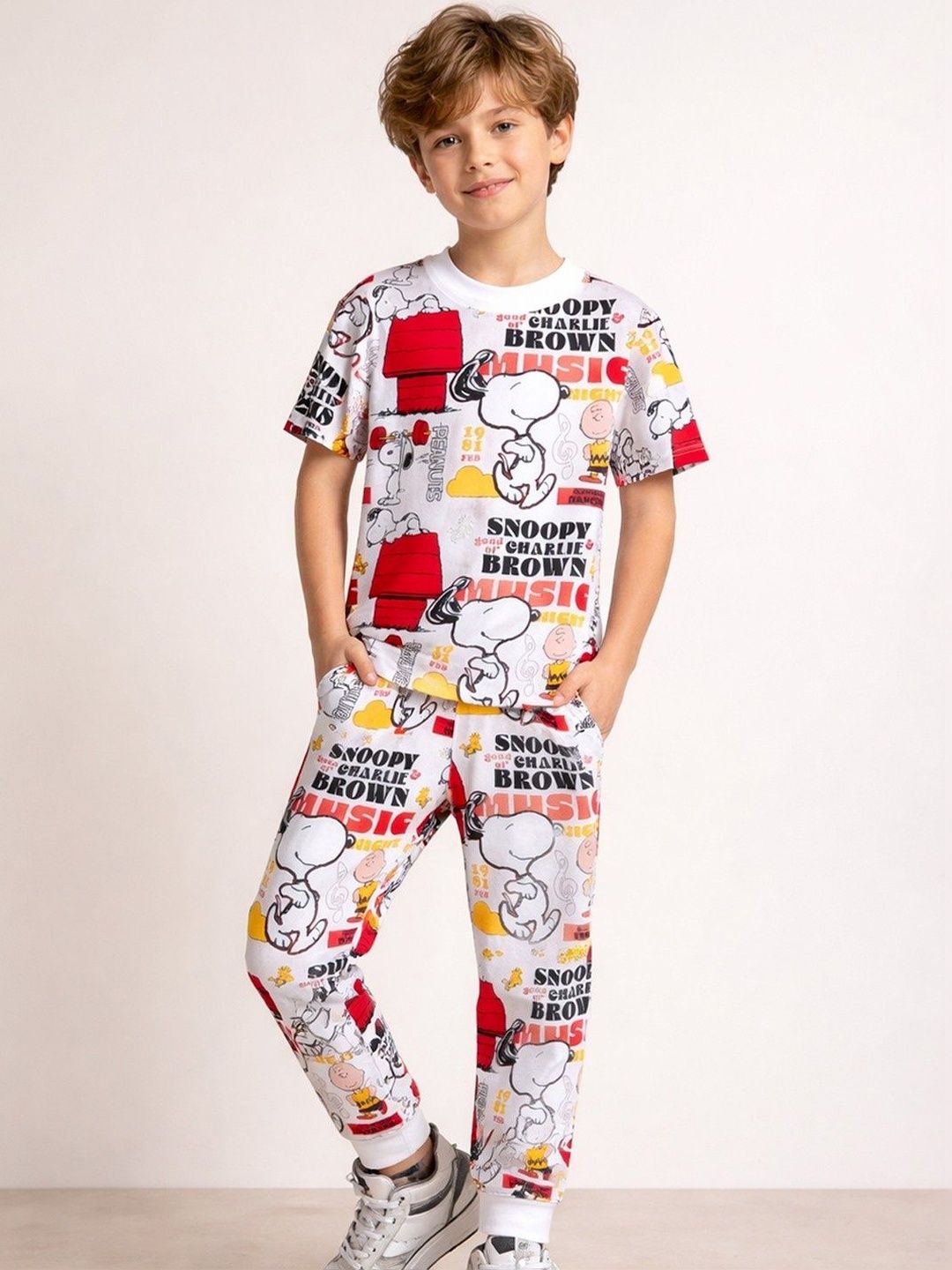 YK X Minute Mirth Boys Snoopy Printed Pure Cotton Clothing Set-picture-45