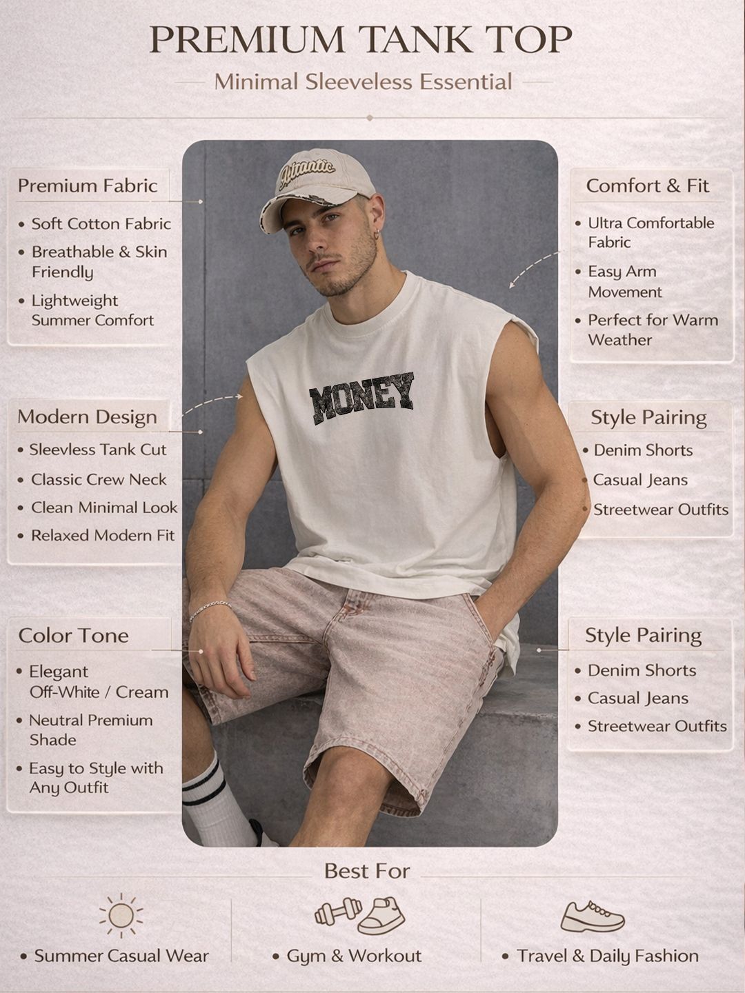 CARRO ARMATO Printed Round Neck Sleeveless Cotton Gym Vest-image-5