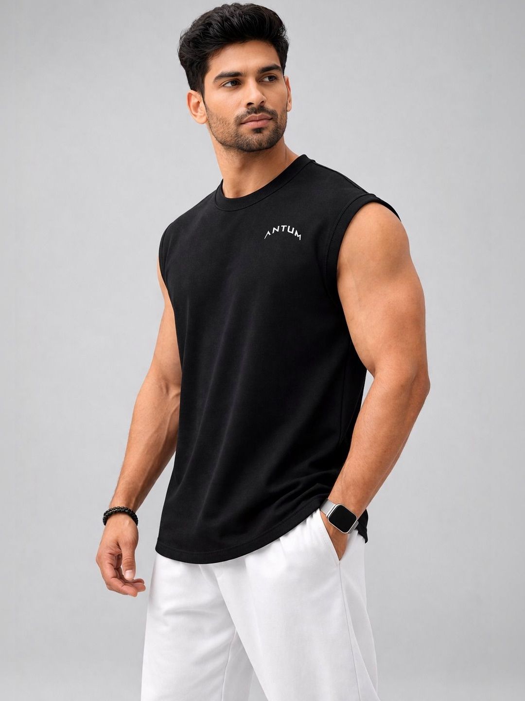 ANTUM Round Neck Cotton Gym Vest-picture-26