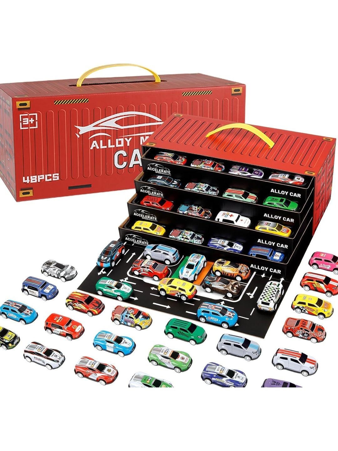 OPINA 48 Pieces Die Cast Car With Storage Box-image-21