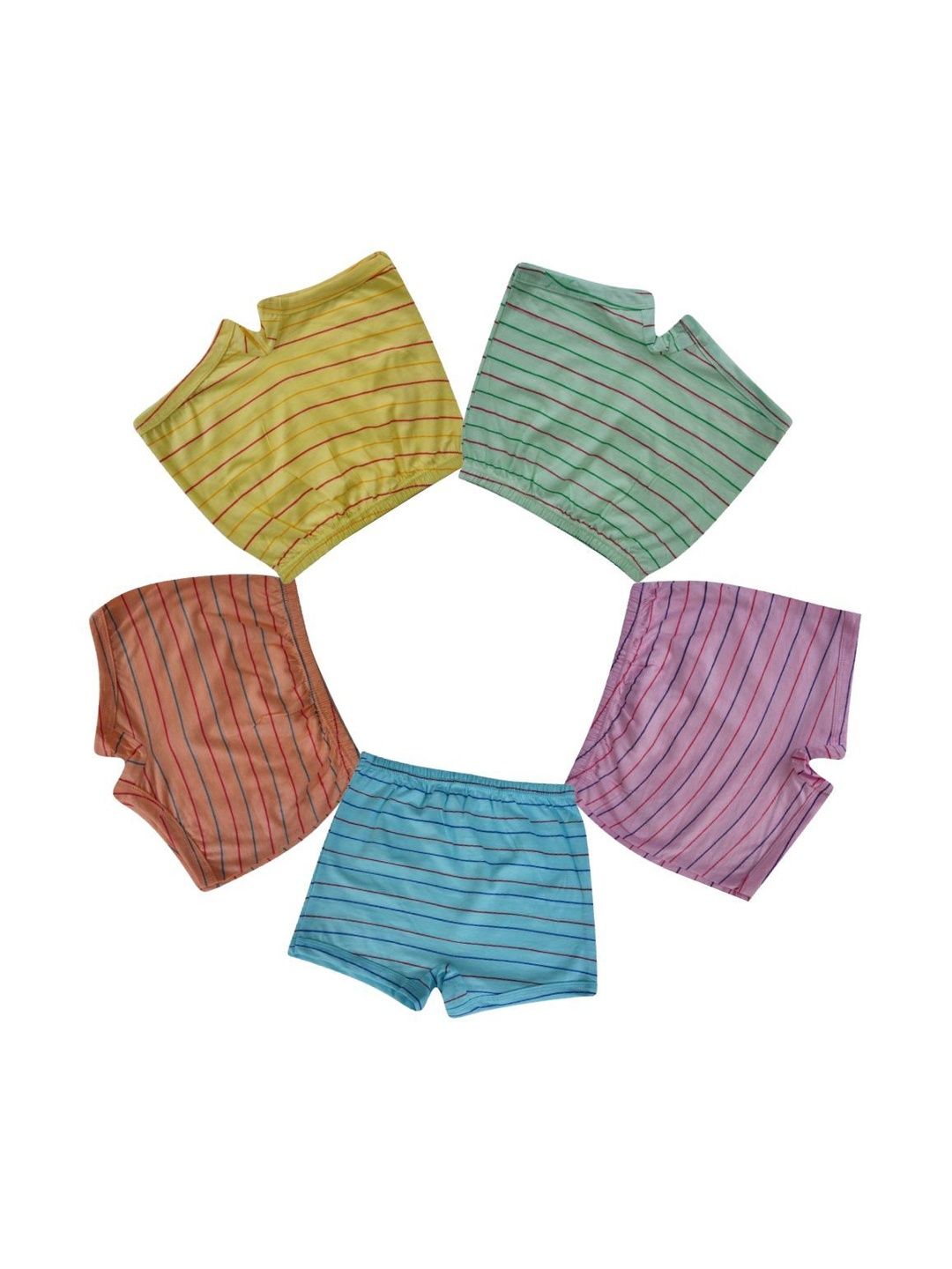YELLOWDELIGHT Boys Pack of 5 Striped Assorted Cotton Boy Shorts-picture-51