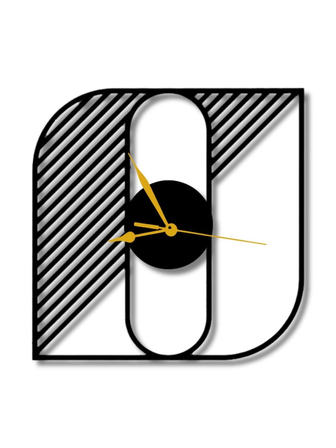VENTUOS Black & Black Printed Geometric Wall Clock-image-31
