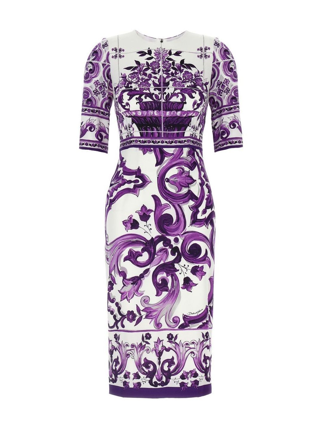 Dolce & Gabbana Purple Maiolica Print Dress-image-41