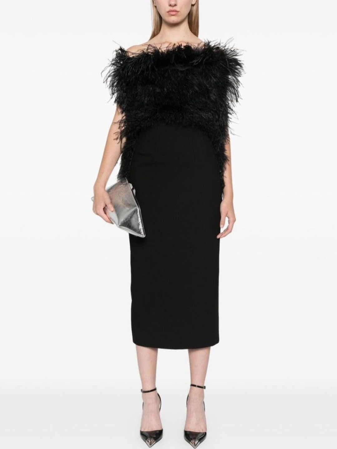Sportmax Black Feathered Midi Dress-picture-51