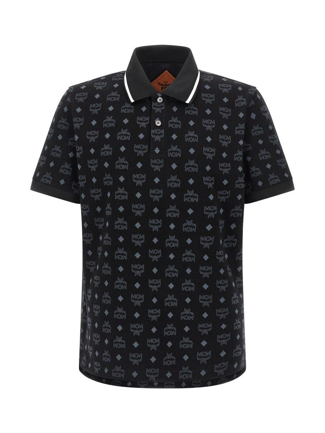 MCM Black Monogram Jacquard Polo Neck Cotton Tshirt-picture-47