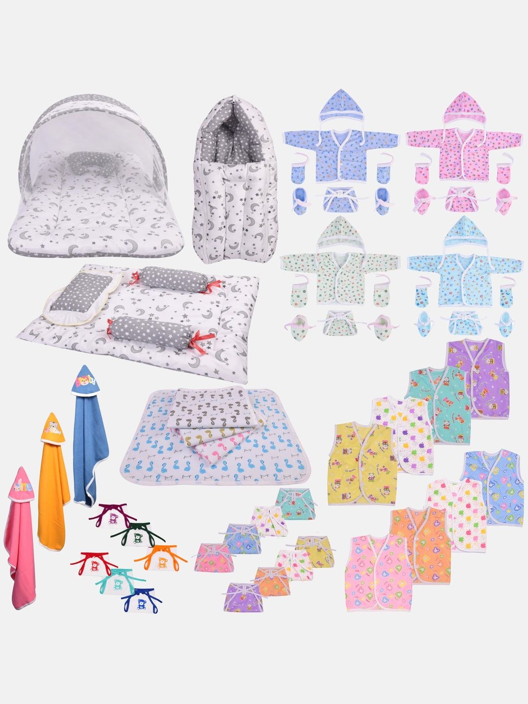 Toddylon Infants Pack Of 56 Printed Cotton Baby Essentials Combo Set-picture-23