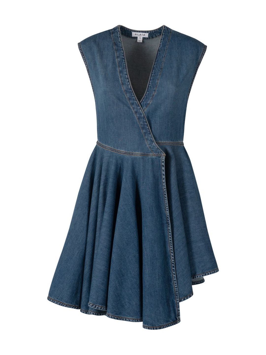 ALAIA Blue Wrap Denim Dress-picture-9