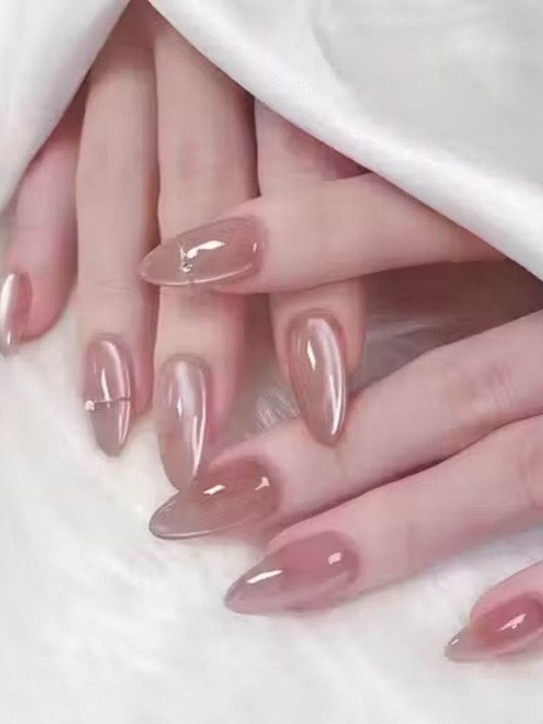 Vembley Set Of 30 Artificial Reusable Press On Nails With Glue Tapes - Nude Almond Cat Eye-image-46