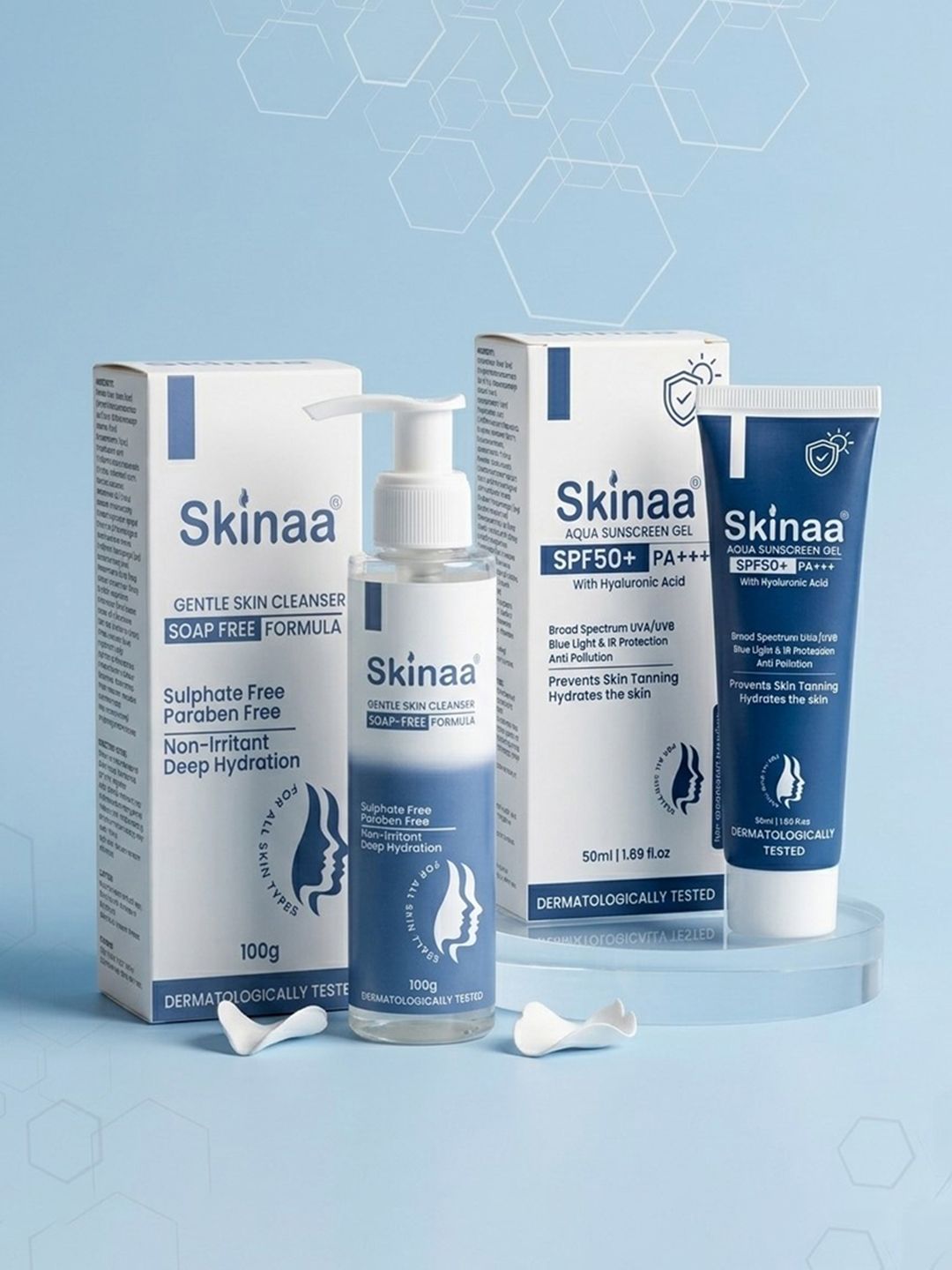 SKINAA Set Of 2 Aqua SPF 50+ PA+++ Sunscreen Gel- 50 g & Cleanser- 100 g-picture-46
