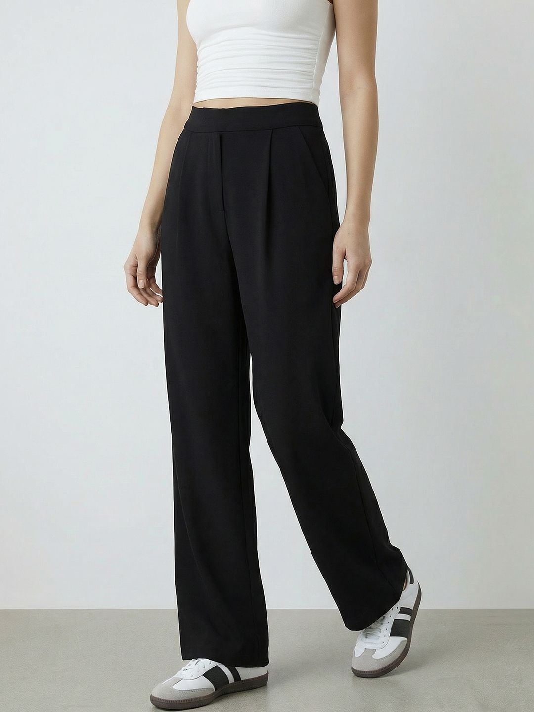 Mast & Harbour Women Pleated Parallel Trousers-picture-14